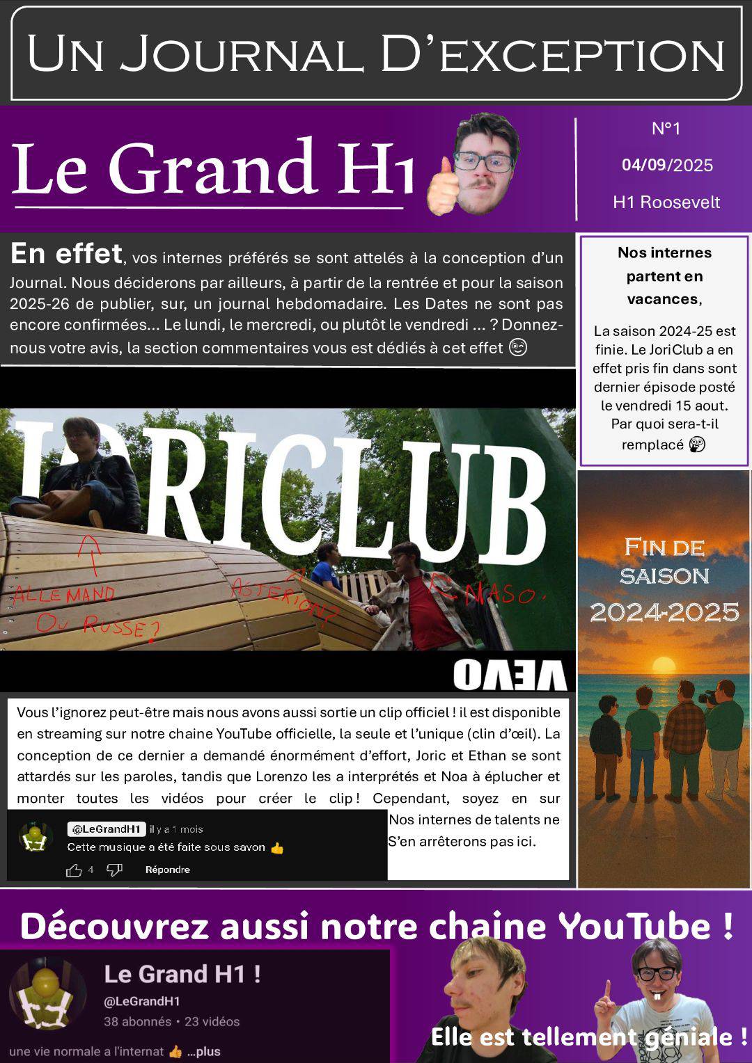 Le Grand H1 N°1 | Un journal d'exception